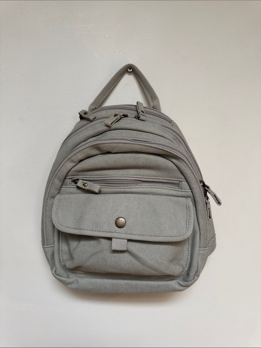 L.LBean Compact Gray/Tan Canvas woman’s  small Tote  - Versatile Everyday Bag